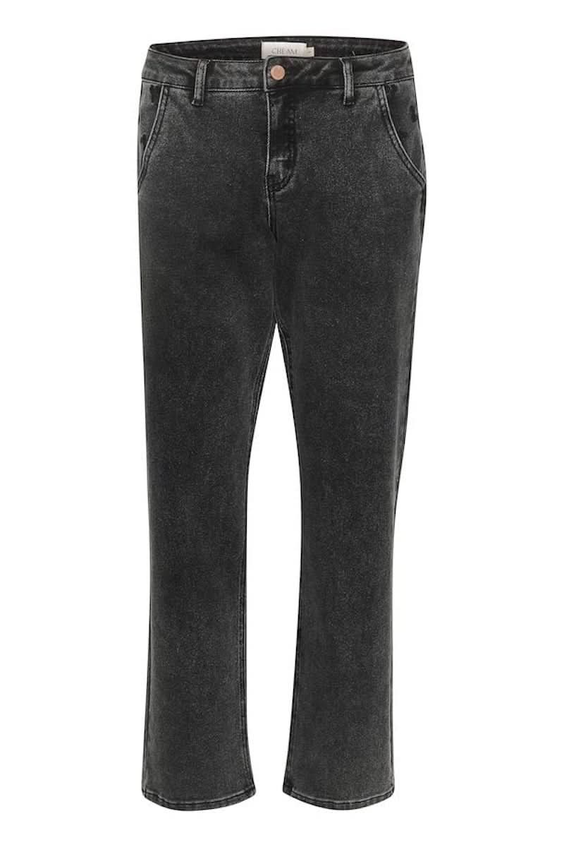 Jean délavé noir, coupe droite, look intemporel, style décontracté, 5 poches.