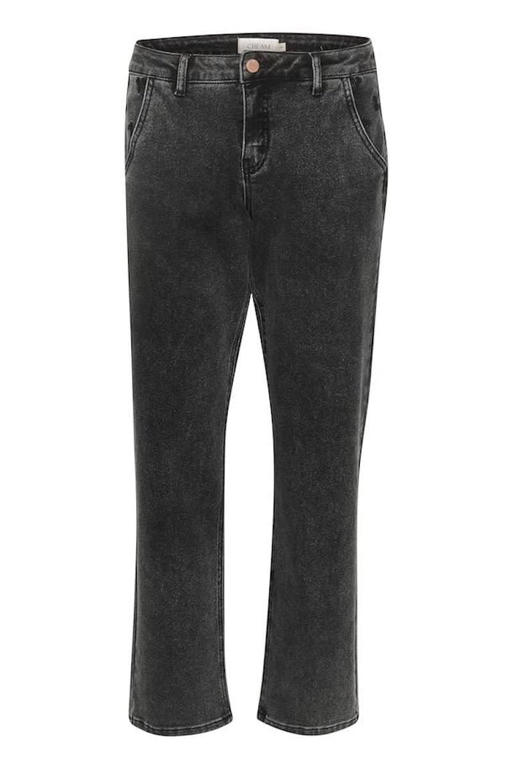 Jean délavé noir, coupe droite, look intemporel, style décontracté, 5 poches.