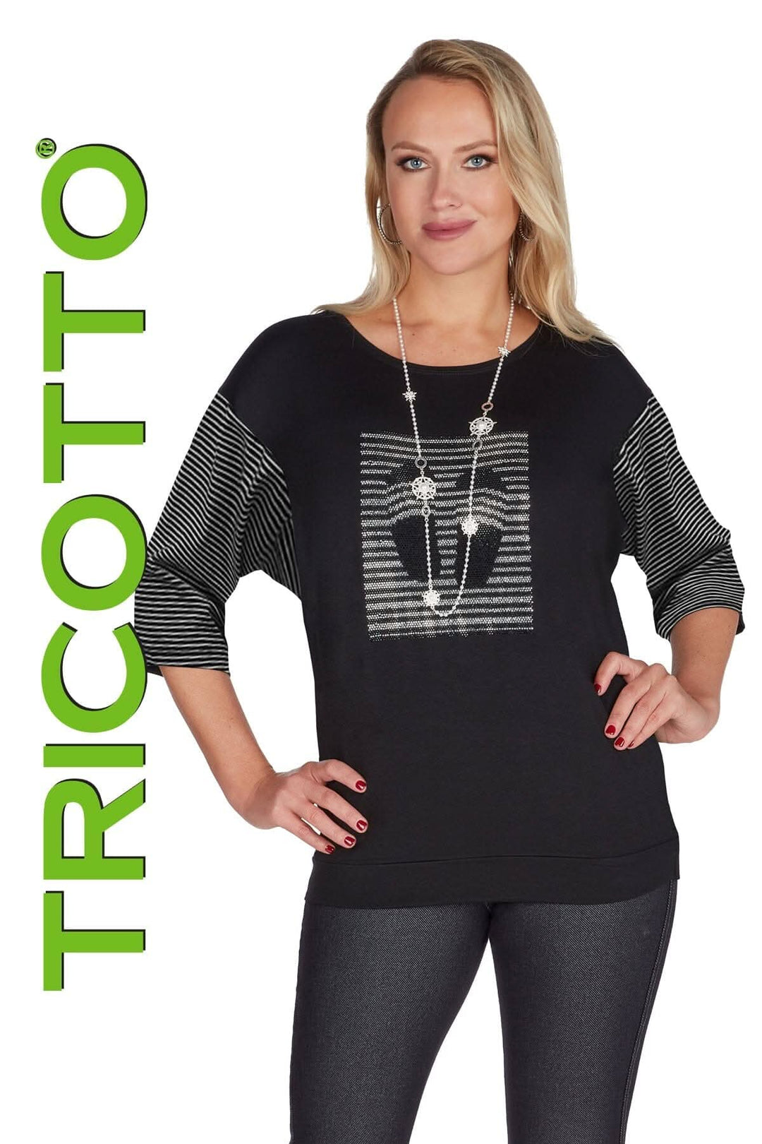 Chandail imprimé mode Tricotto S Noir