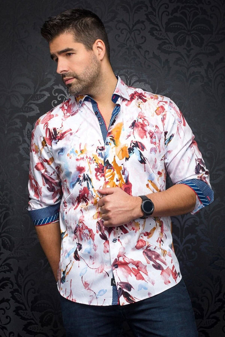 Chemise Toleman pour homme avec motifs colorés et détails sophistiqués, vêtement décontracté et habillé.