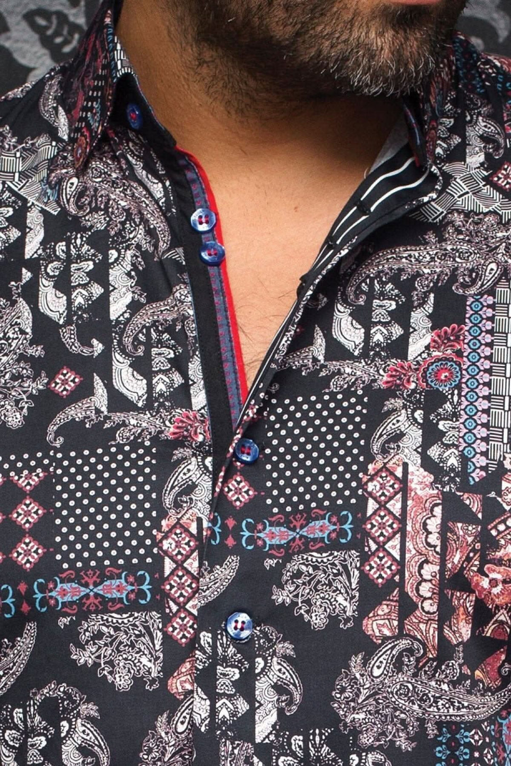 Chemise Borneo pour homme avec motifs contrastants et détails sophistiqués en coton haut de gamme.