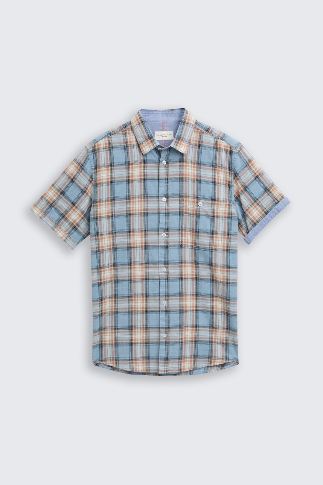 Short-sleeved plaid shirt