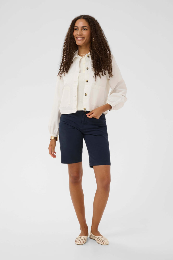 Lightweight striped button-down jacket