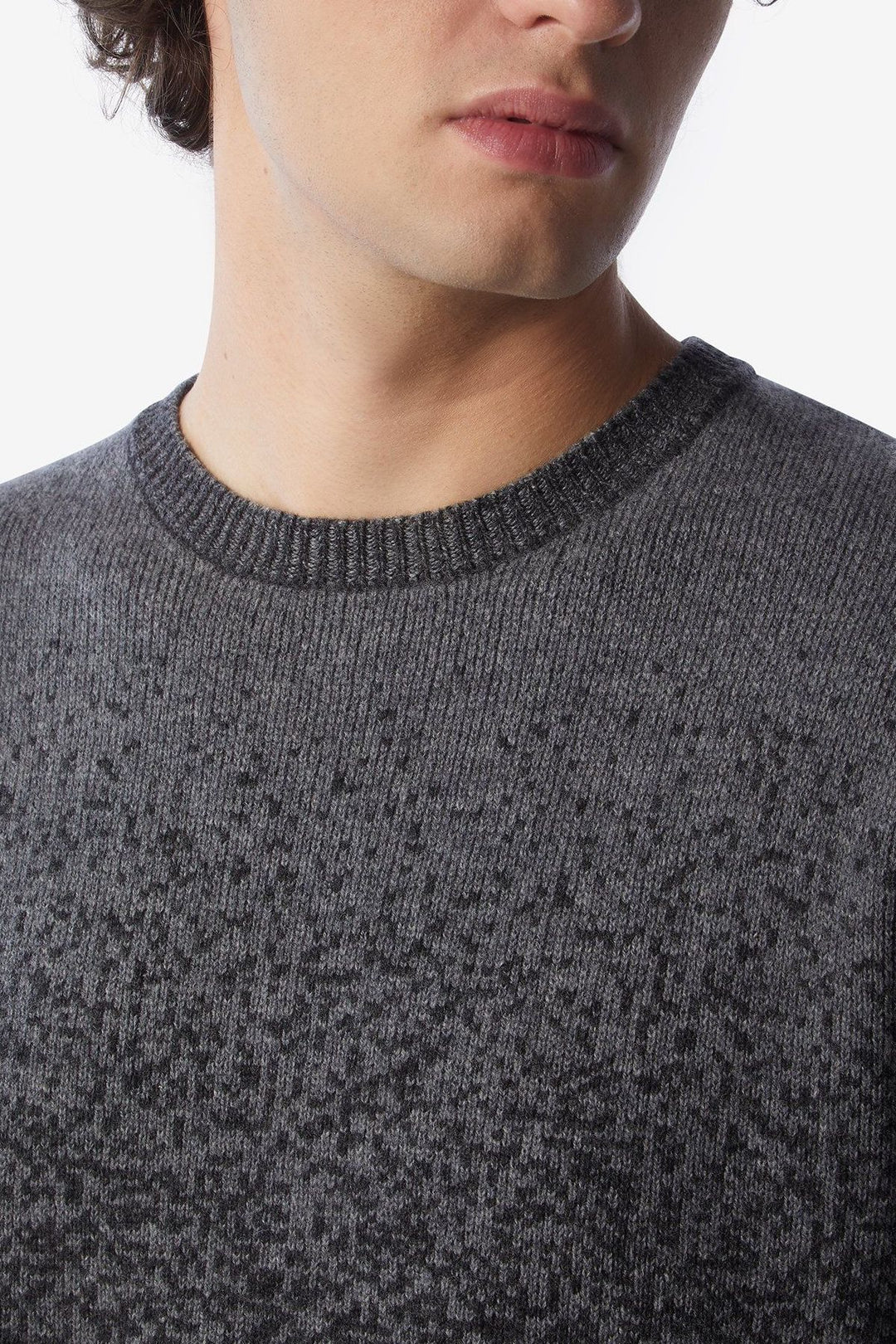 Wool and cashmere sweater with gray pixel pattern
