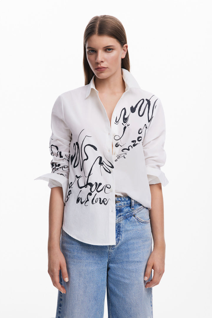 Ink letter print shirt