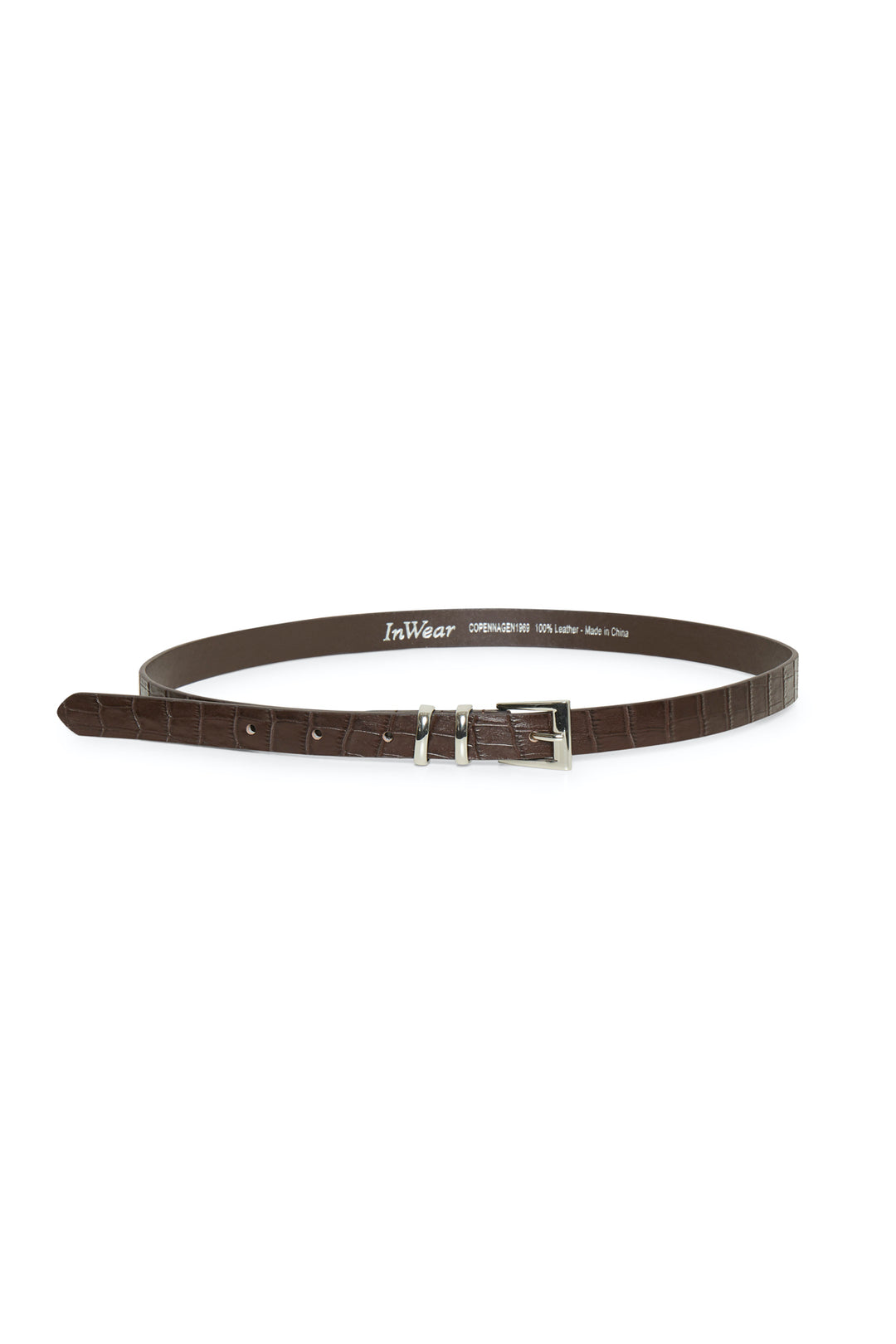 Marci slim croc-effect belt 