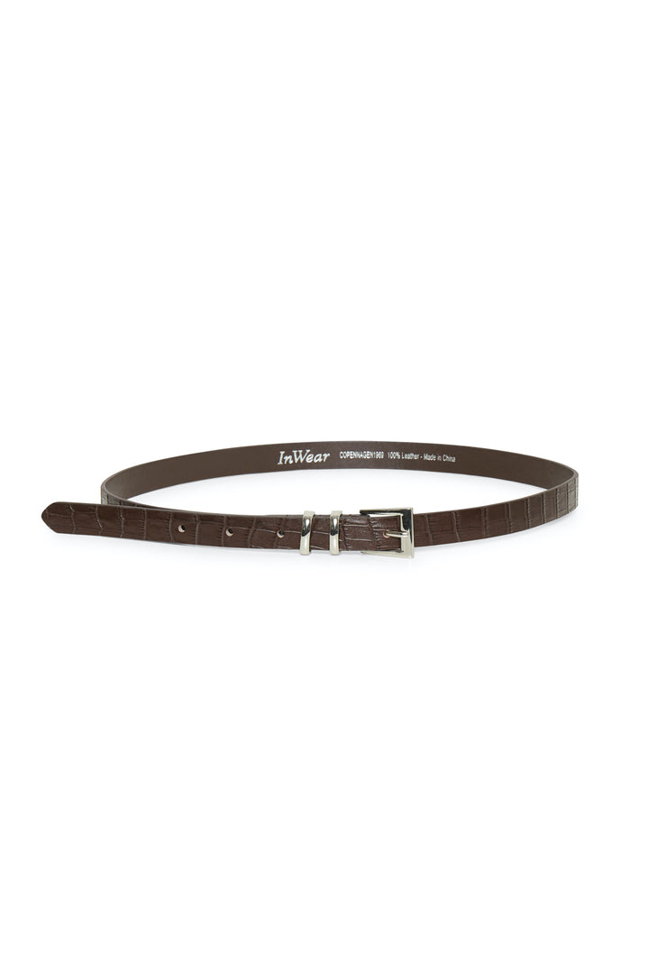 Marci slim croc-effect belt 