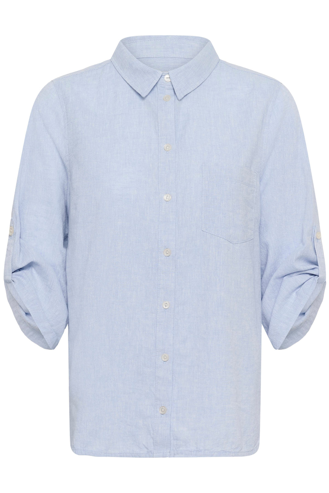 Chemise rayée Cindie, chemise classique à rayures, manches 3/4 retroussables, col classique, poche poitrine, coupe décontractée