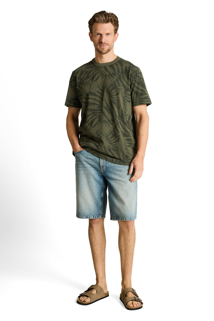 T-shirt à imprimé tropical ton sur ton