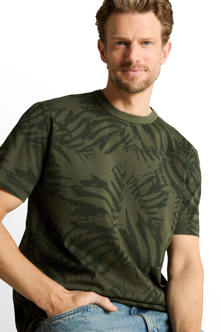T-shirt à imprimé tropical ton sur ton