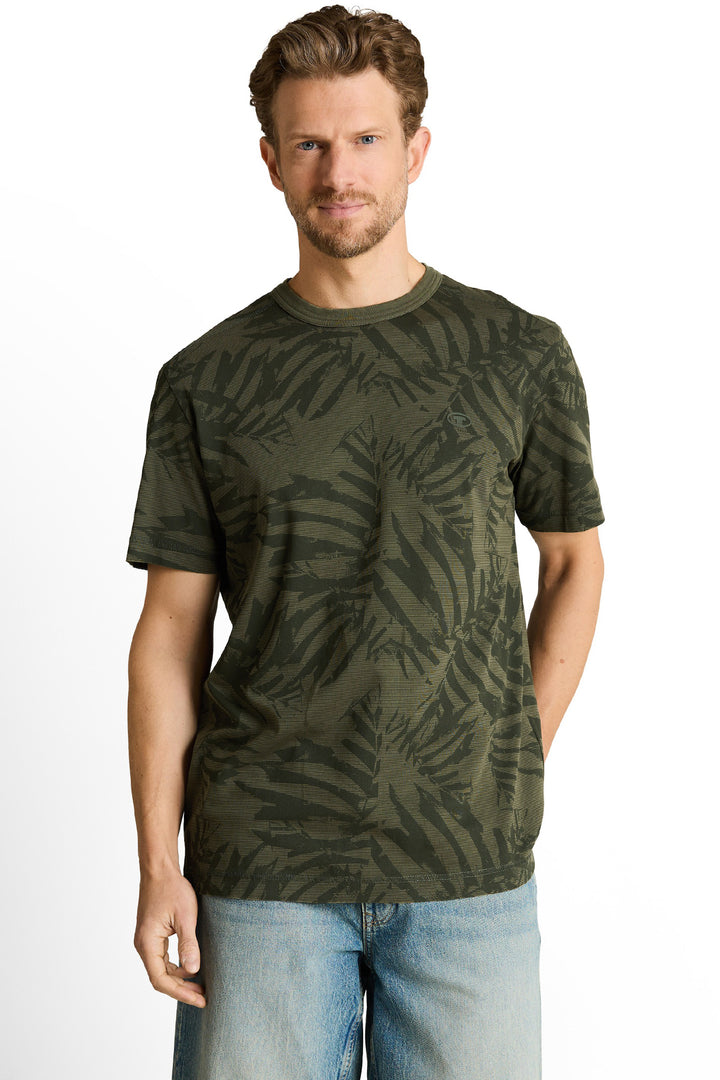 T-shirt à imprimé tropical ton sur ton