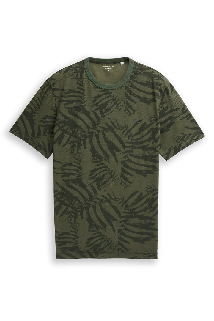 T-shirt à imprimé tropical ton sur ton