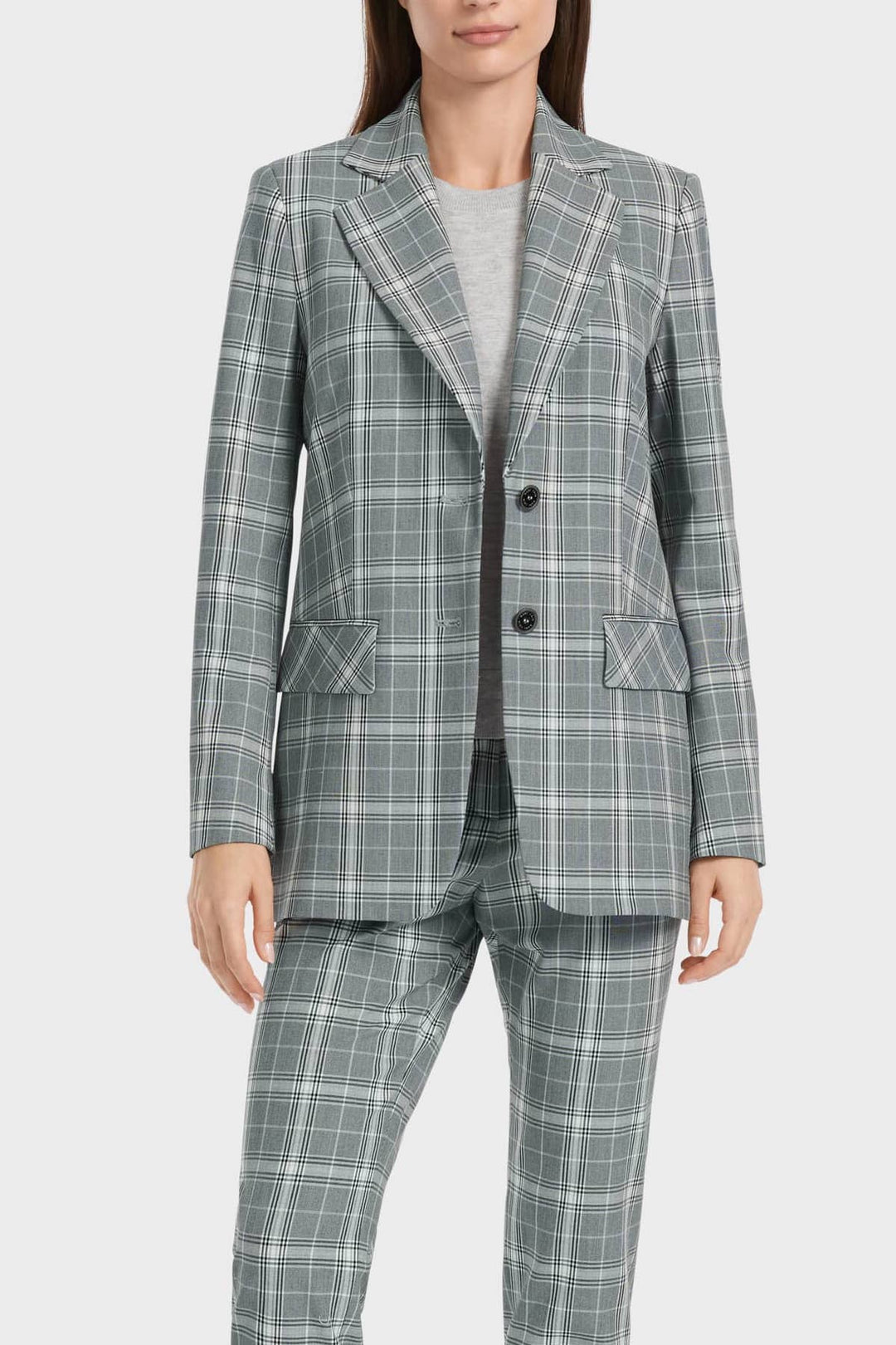 Checked blazer with flap pockets