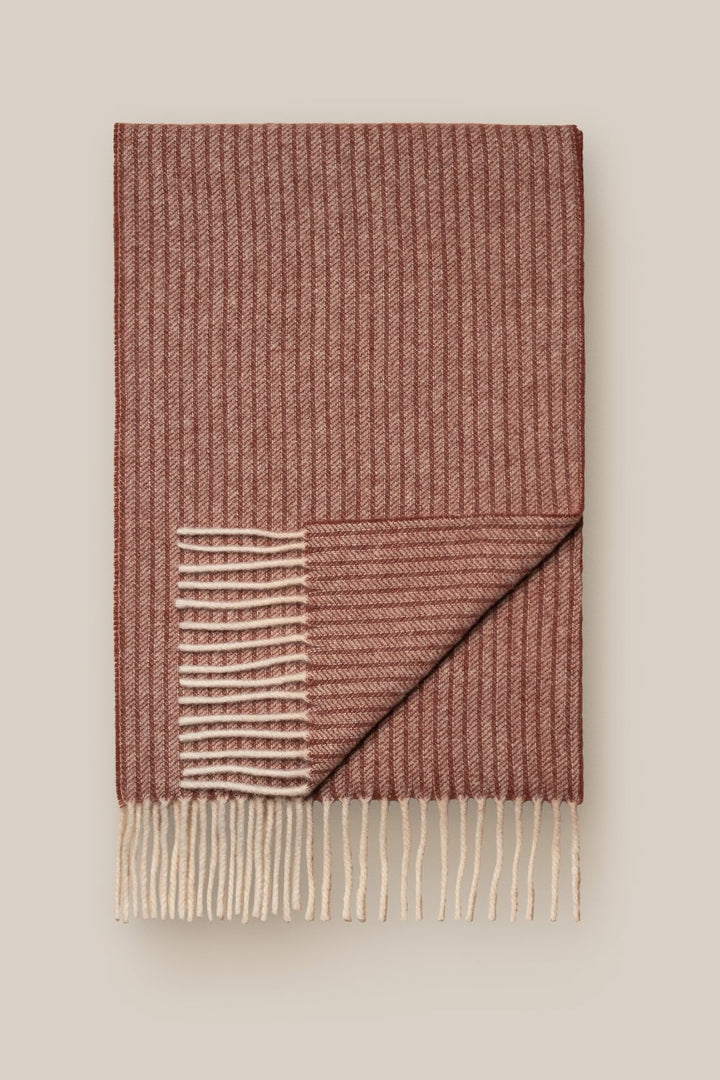 Herringbone-striped wool scarf