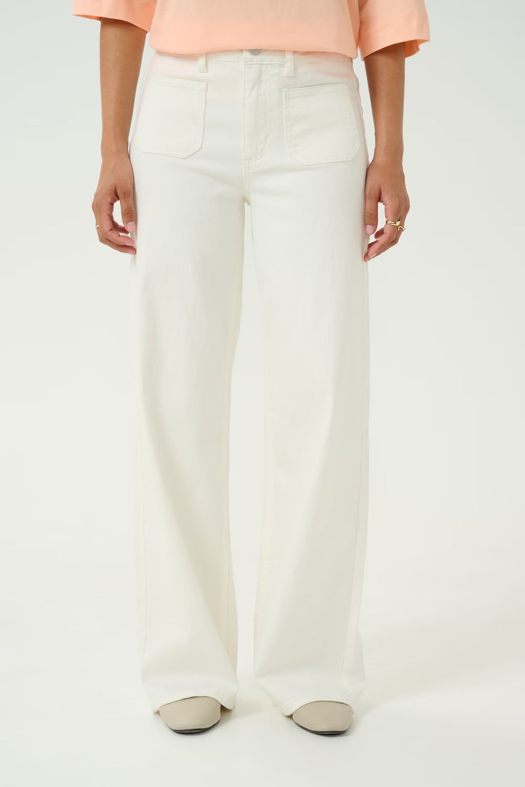 White wide leg jeans