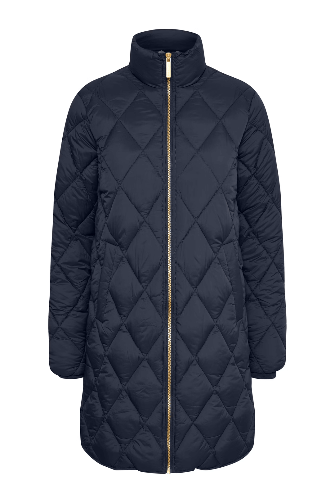 Quilted diamond-pattern coat