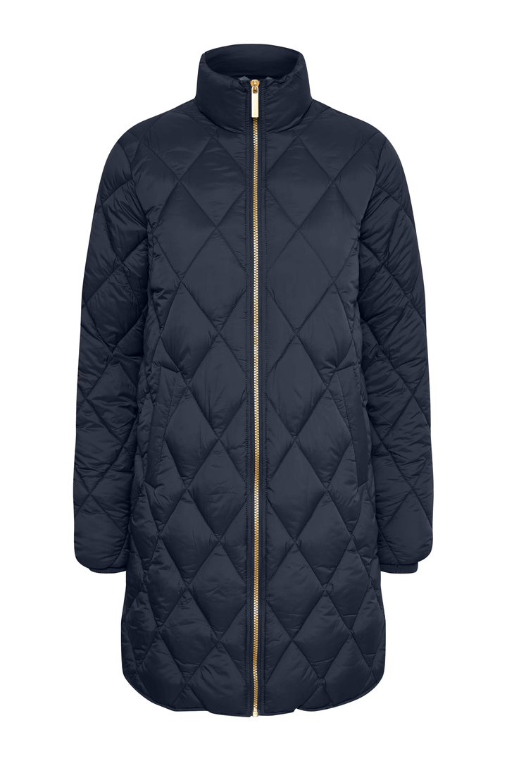 Quilted diamond-pattern coat