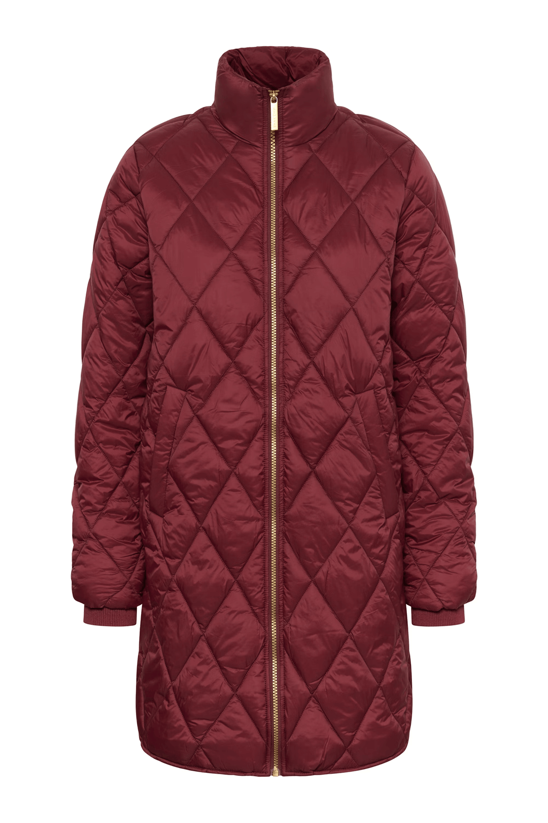 Quilted diamond-pattern coat