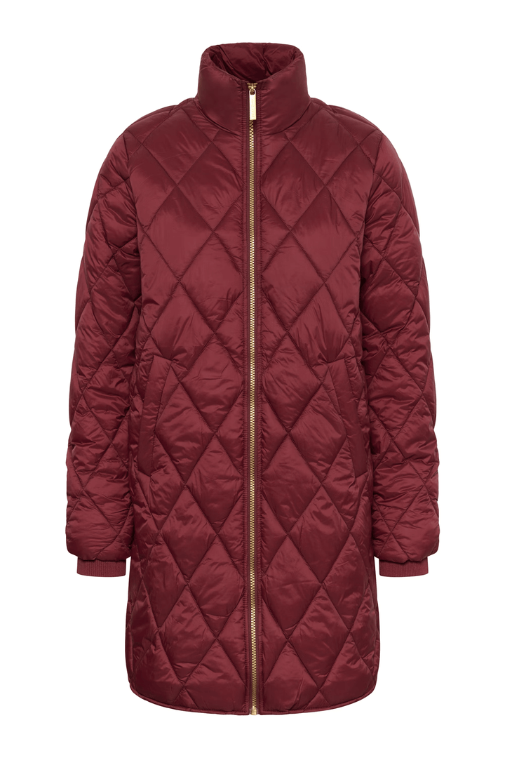 Quilted diamond-pattern coat