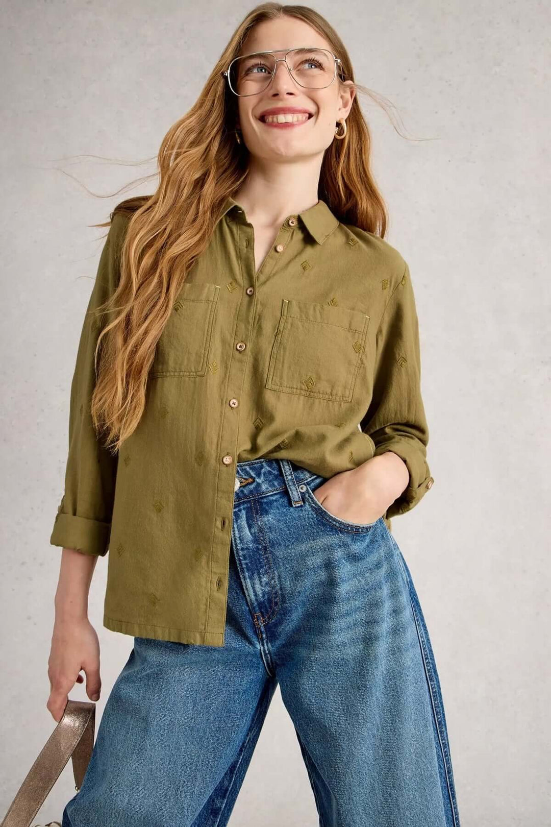 Chemise en coton manches retroussables