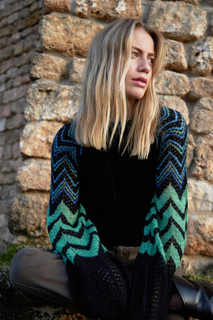 Knit with multicolor sleeves