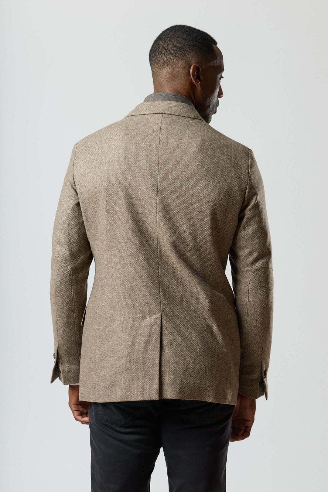 Textured wool blazer with integrated detachable collar
