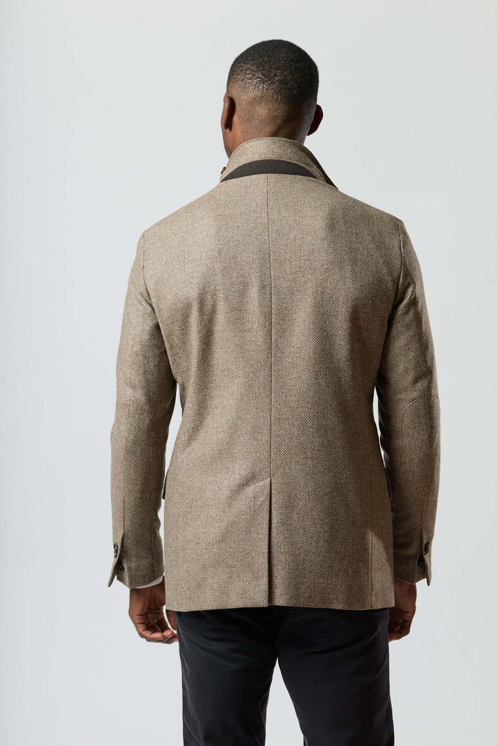 Textured wool blazer with integrated detachable collar