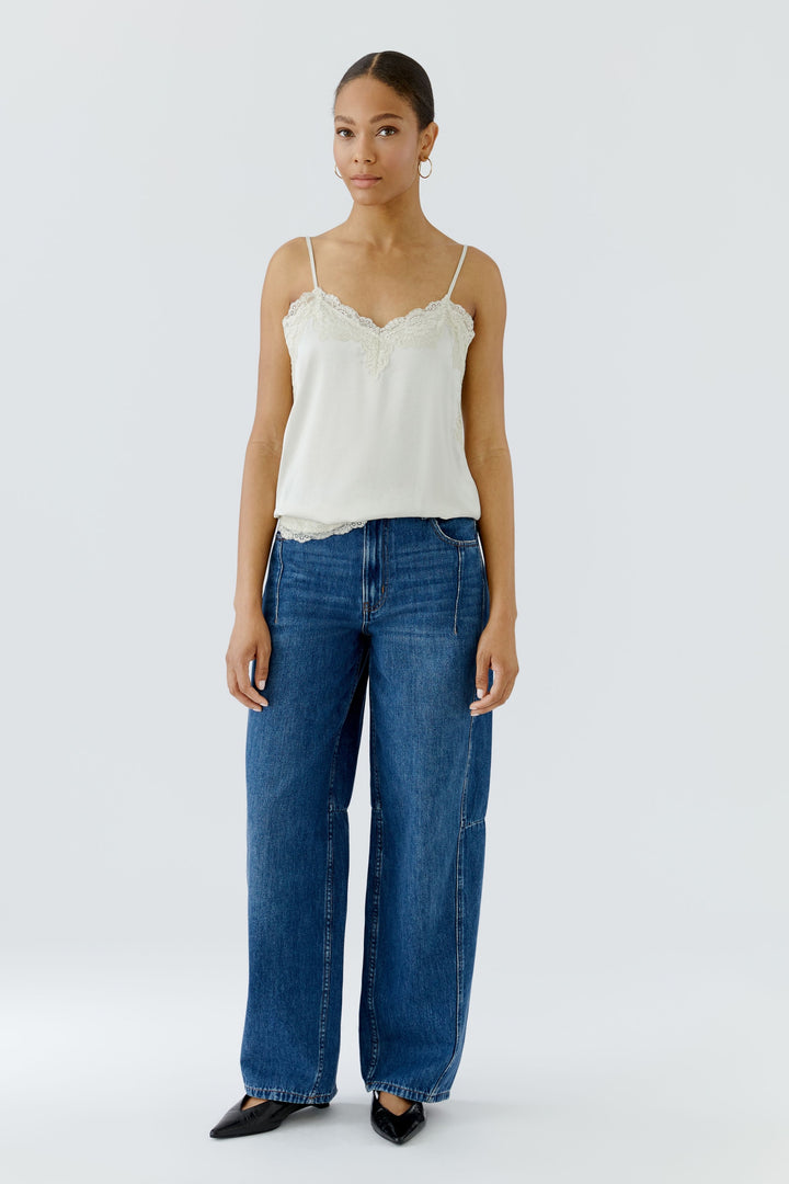 Camisole satinée à dentelle