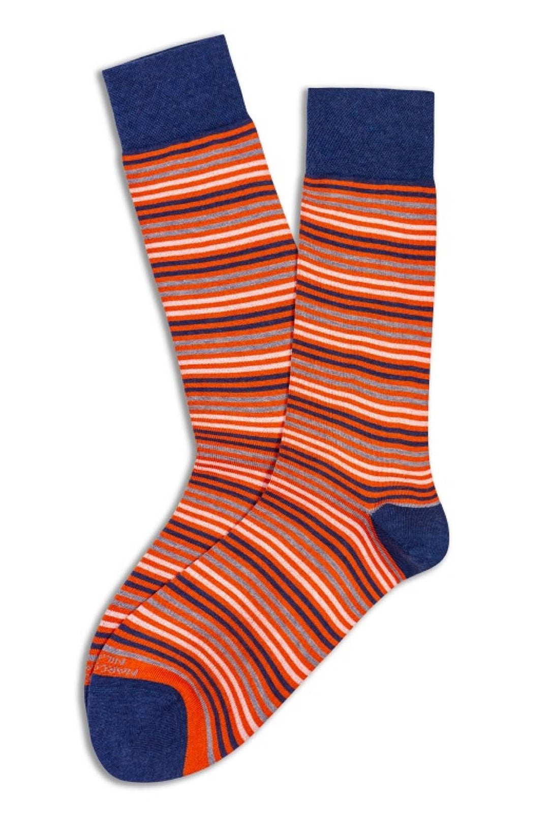 Bas en coton à rayures orange et bleue, offrant élégance et confort pour toutes les occasions.