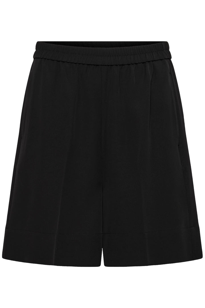 Bermuda Varina fluide taille élastique ceinturé avec ceinture intégrée pour un look moderne et élégant, poche latérale visible.