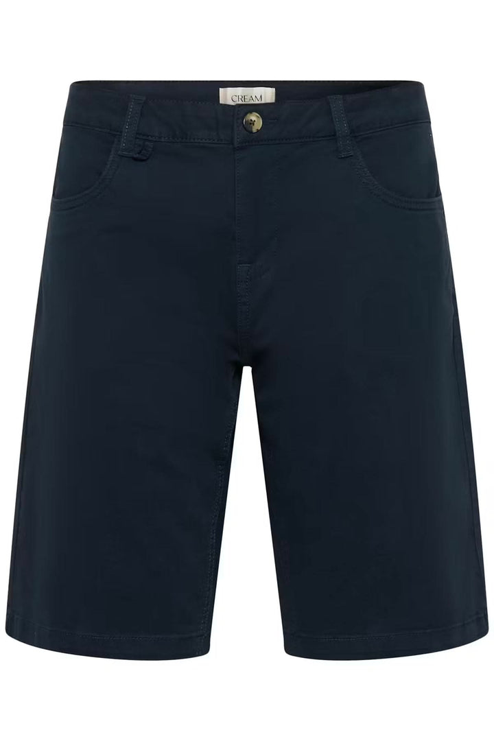 Bermuda classique coupe droite bleu, coupe droite avec poches latérales et fermeture à bouton, parfait pour un style estival moderne.