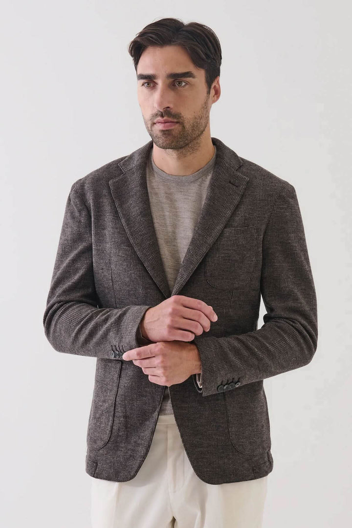 Blazer à deux boutons en laine à carreaux