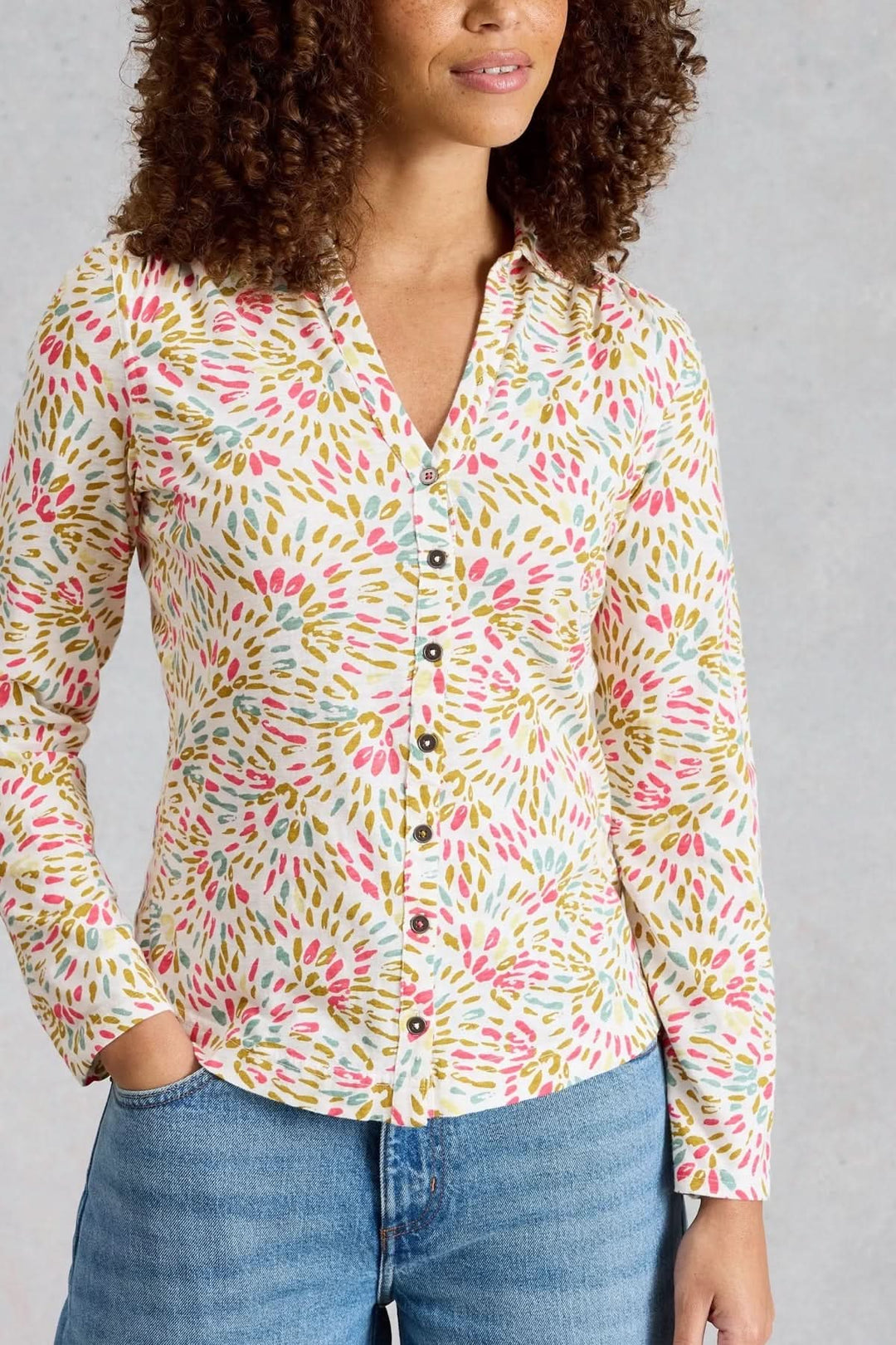 Annie Printed Blouse with Shirt Collar