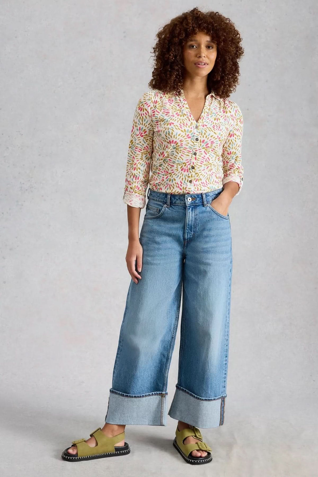 Annie Printed Blouse with Shirt Collar