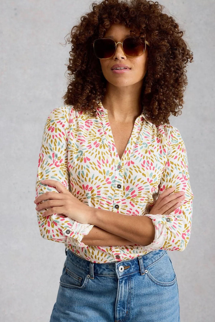 Annie Printed Blouse with Shirt Collar