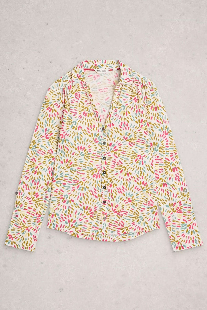 Annie Printed Blouse with Shirt Collar