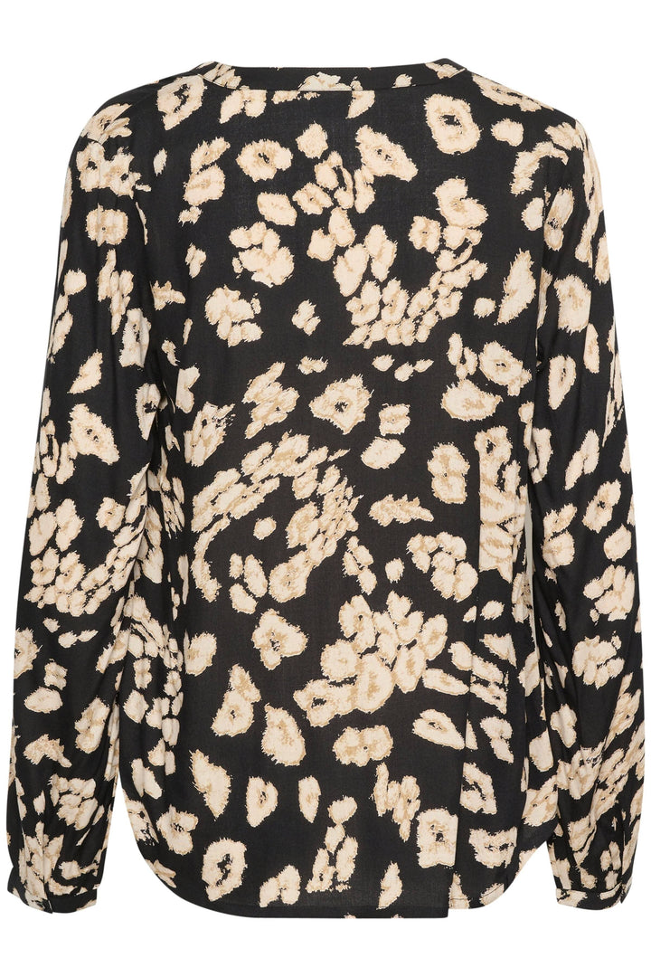 Blouse Beathe à imprimé léopard, vue arrière avec manches longues, design élégant et confortable.