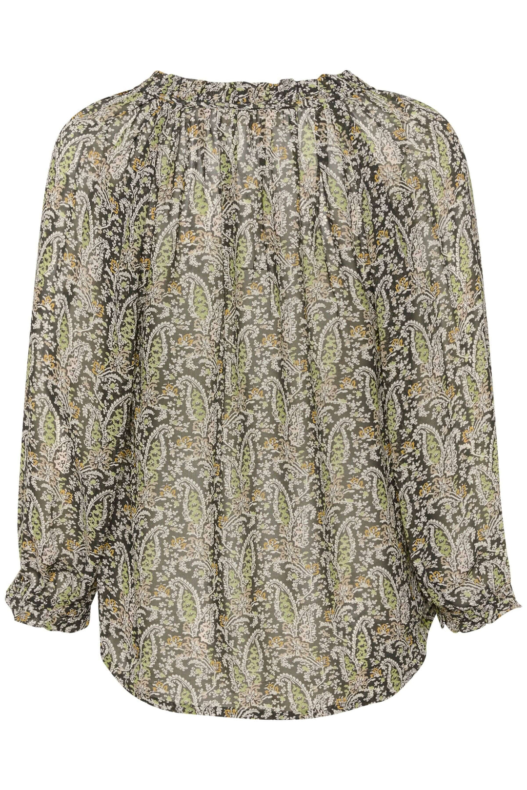 Blouse Elsia en 100% viscose avec imprimé floral, coupe décontractée et manches 3/4, vue arrière.