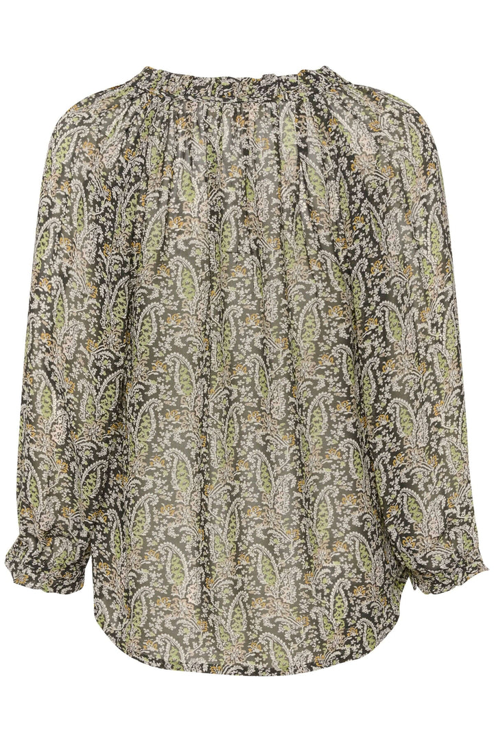 Blouse Elsia en 100% viscose avec imprimé floral, coupe décontractée et manches 3/4, vue arrière.