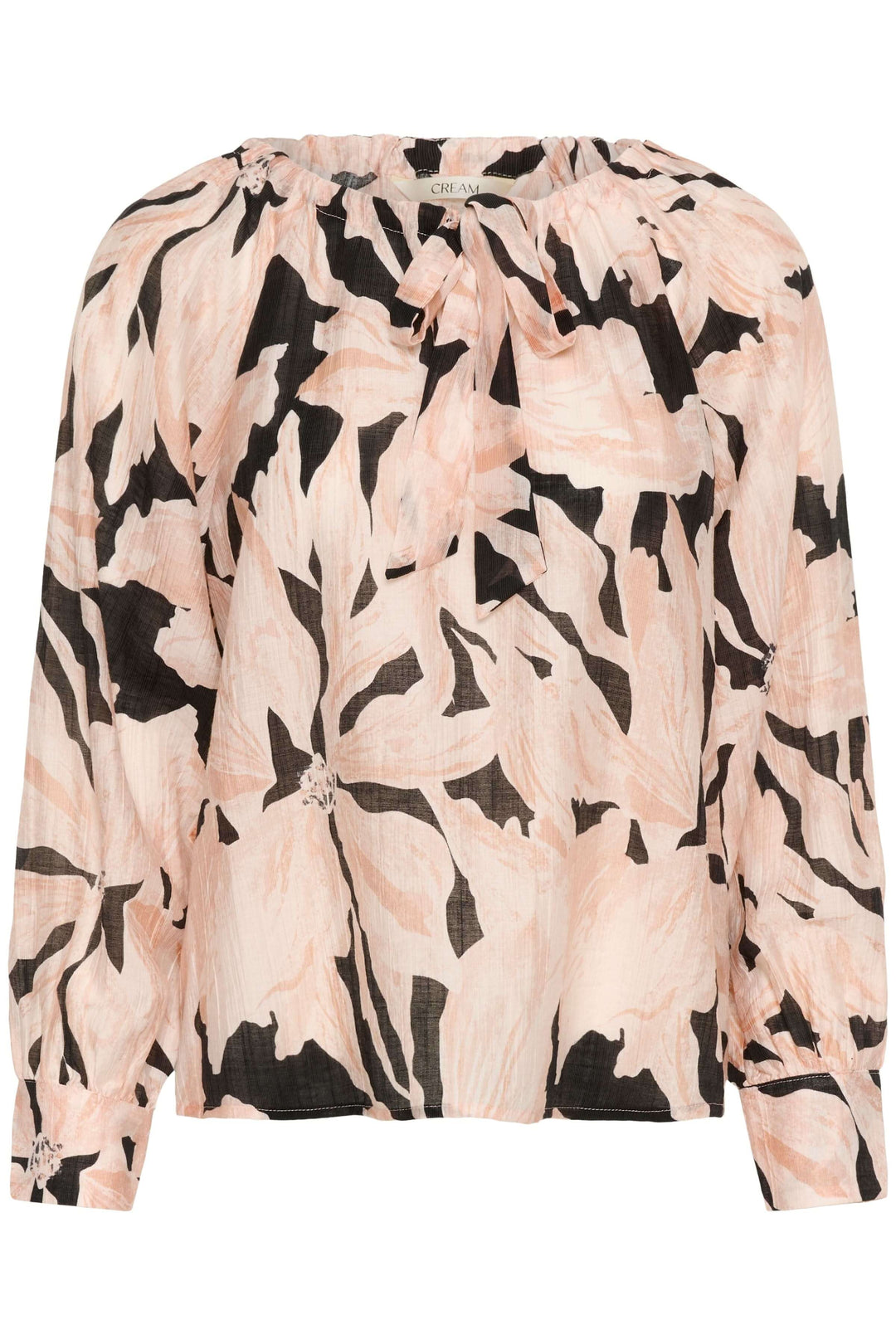 Blouse Reese avec imprimé artistique, encolure froncée et manches longues, style élégant et moderne idéal pour un look chic.