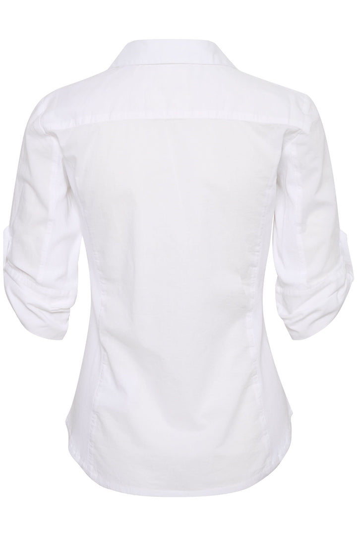 Vue arrière de la blouse de coton Cortnia, col V, manches 3/4, design léger et élégant.