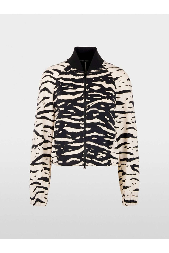 Blouson à imprimé animal avec élastiques aux poignets, jersey scuba doux, élégant et confortable pour usage quotidien.