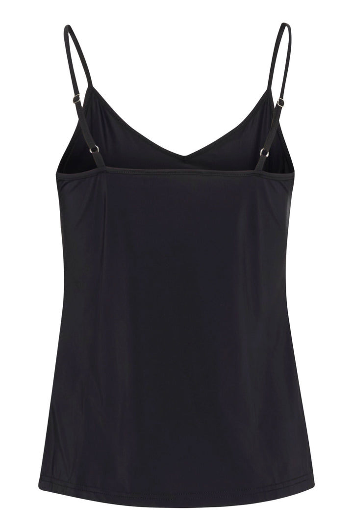 Camisole Lissandra noire à fines bretelles avec silhouette épurée et ajustée pour un confort optimal et une allure polyvalente.