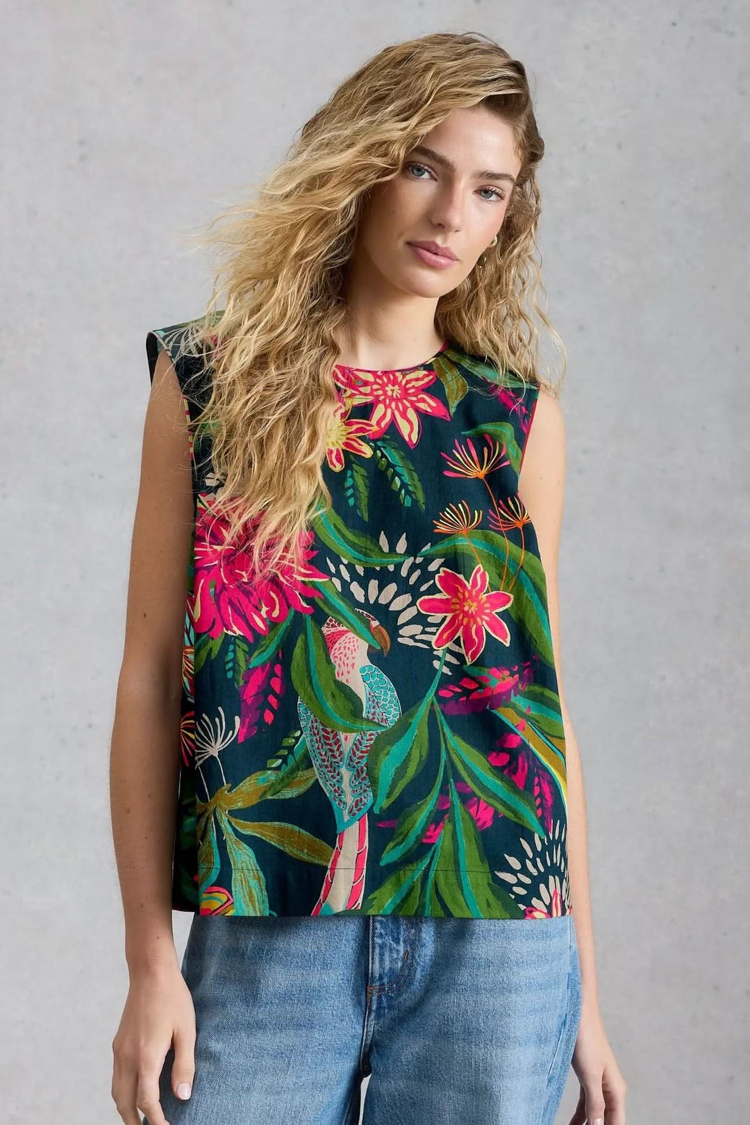 Matilda Flowy Camisole with Tropical Print