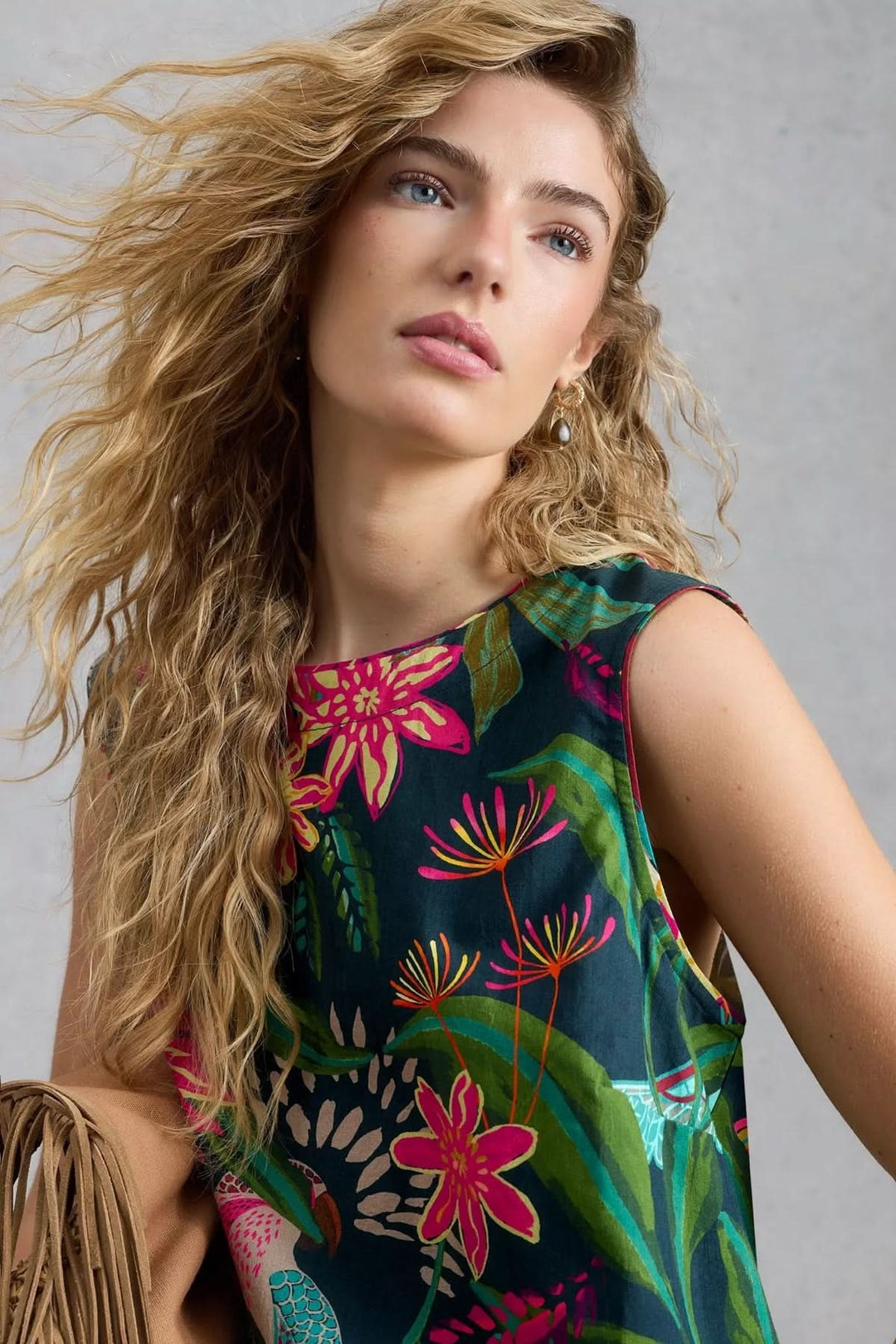 Matilda Flowy Camisole with Tropical Print
