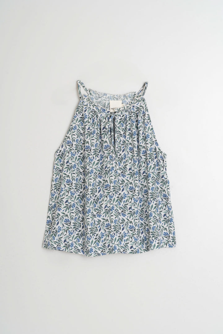 Camisole imprimé fleuri à bretelles ajustables et encolure en V, idéale pour l'été.