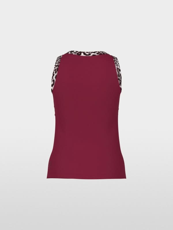 Camisole à imprimé léopard en coton côtelé doux avec bordures léopard, coupe près du corps, idéal pour une tenue chic et confortable.