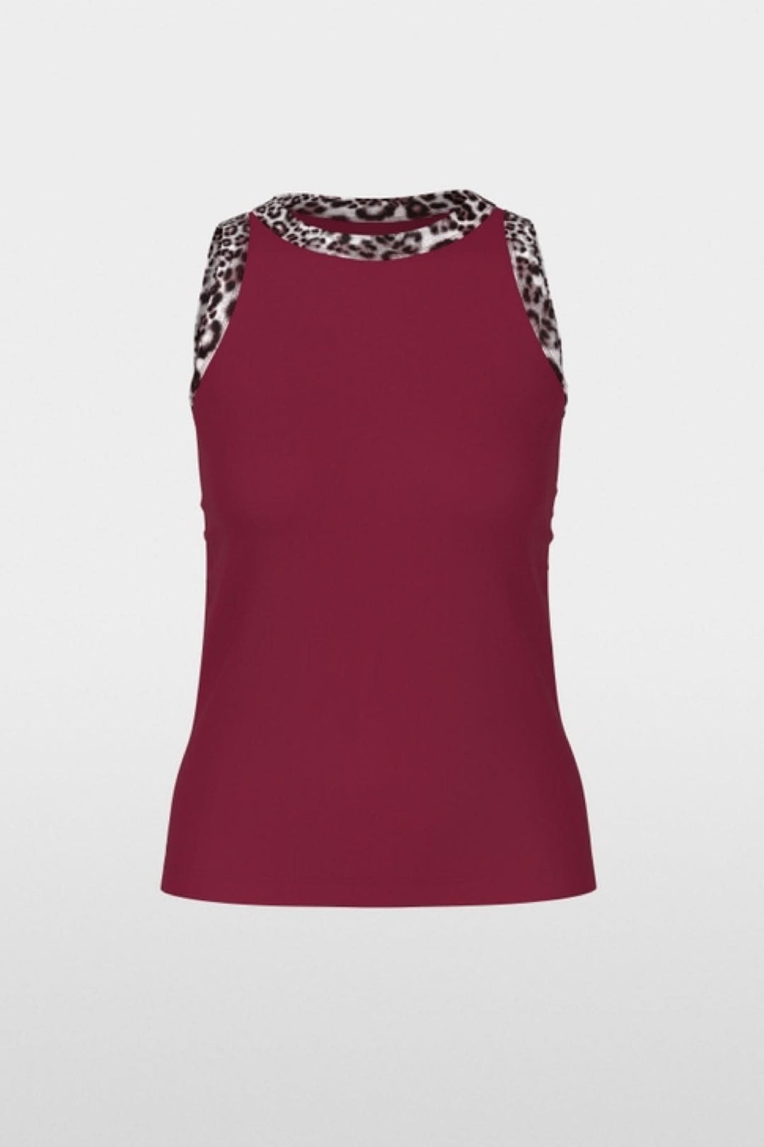 Camisole à imprimé léopard sans manches en coton côtelé avec bordures léopard, coupe près du corps élégante pour une touche originale.