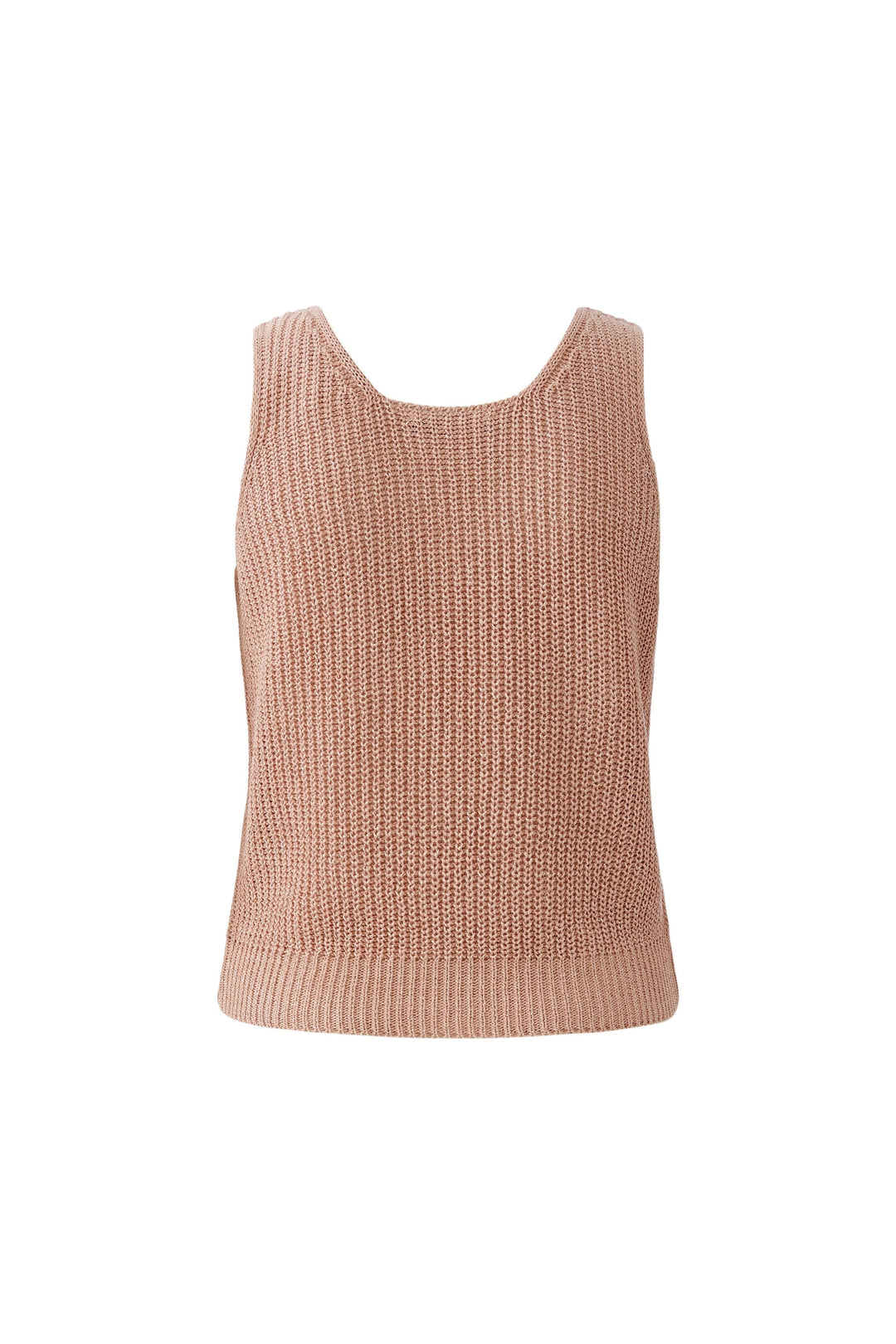 Camisole tricoté en fil spécial avec encolure en V, coupe droite et maille texturée, idéale pour superposition ou portée seule.