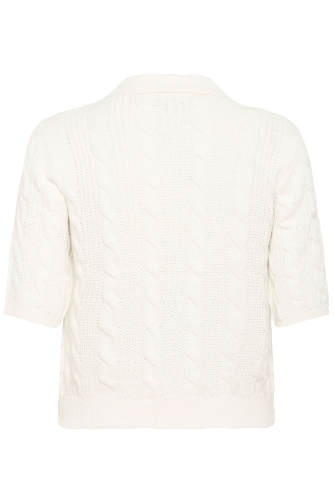 Derrière du Cardigan Blair en maille torsadée avec coupe ajustée et col polo élégant, manches courtes et fermeture boutonnée.